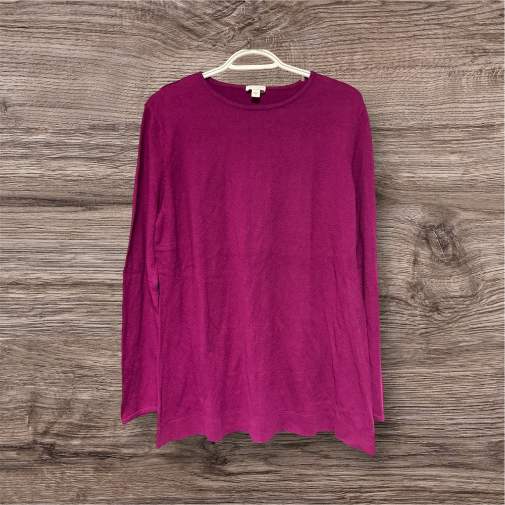 J.Jill Women's Crewneck Tunic Sweater Sugar Plum Large‎ Cotton Blend